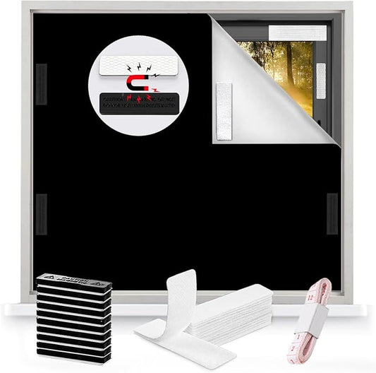 100% Blackout Blinds Magnetic Window Cover 57x40Inch, No Drill PortableCuttable