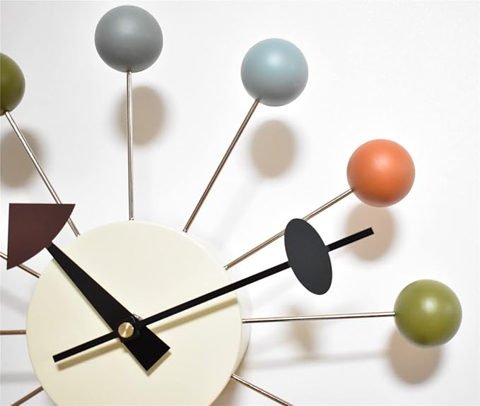 Wood Ball Wall Clock Mid Century Modern Silent Non Ticking Battery Operated 13