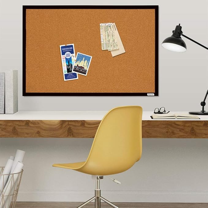 Quartet Cork Bulletin Board, Framed Corkboard, Message Board, Vision Board