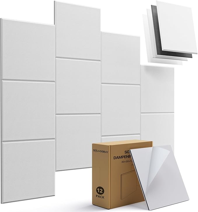 Soundsbay Mass Loaded Vinyl, Soundproof Wall Panels Self-adhesive, 12 Pack