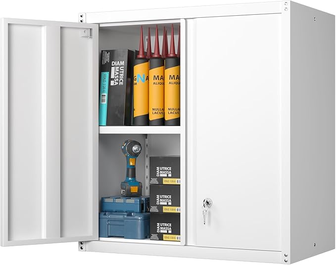GREATMEET Metal Wall Cabinet, Wall Mounted Storage Cabinet