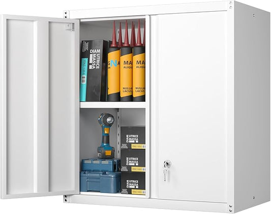GREATMEET Metal Wall Cabinet, Wall Mounted Storage Cabinet