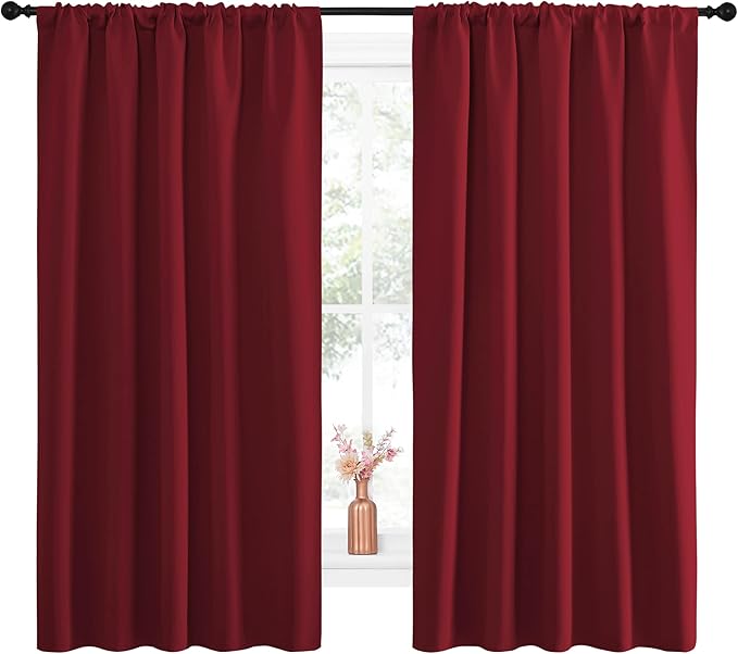 NICETOWN Christmas Burgundy Blackout Curtains and Drapes
