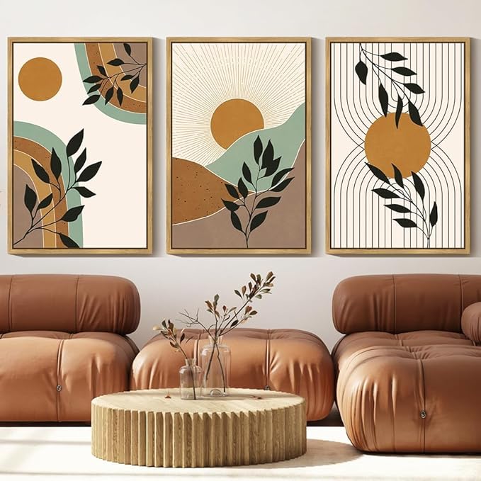 PHOPAGO Boho Wall Art Sage Plant Botanical Framed Wall Printing Large 24x36in