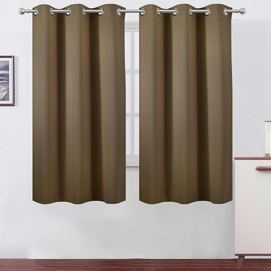LEMOMO Brown Thermal Blackout Curtains/38 x 63 Inch/Set of 2 Panels Room