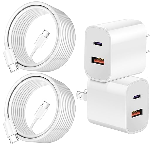 Dual Port A/C Charger for iPhone 17 16 15,Double USB A/C Charger Fast Charging Block,2Pack Quick USB C Chargers Fasr Charging 6FT Type C Cable for iPhone 17/17 Pro Max/17 Air/16 Pro/16e/15 Plus/15 Pro