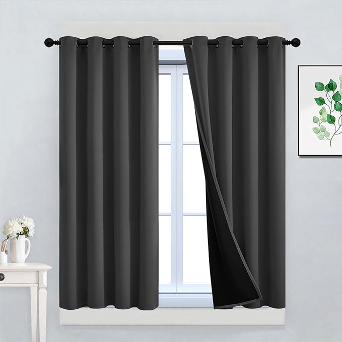 Yakamok 100% Blackout Curtains, 2 Thick Layers Thermal Insulated Total Blackout