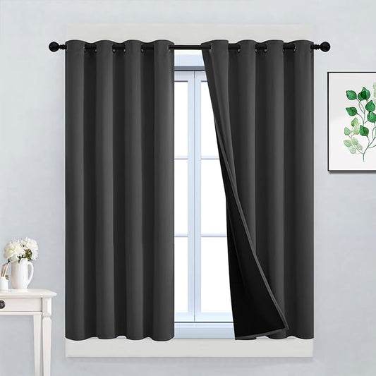 Yakamok 100% Blackout Curtains, 2 Thick Layers Thermal Insulated Total Blackout