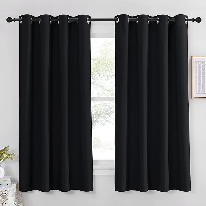 NICETOWN Black Out Curtains 63 inch Long