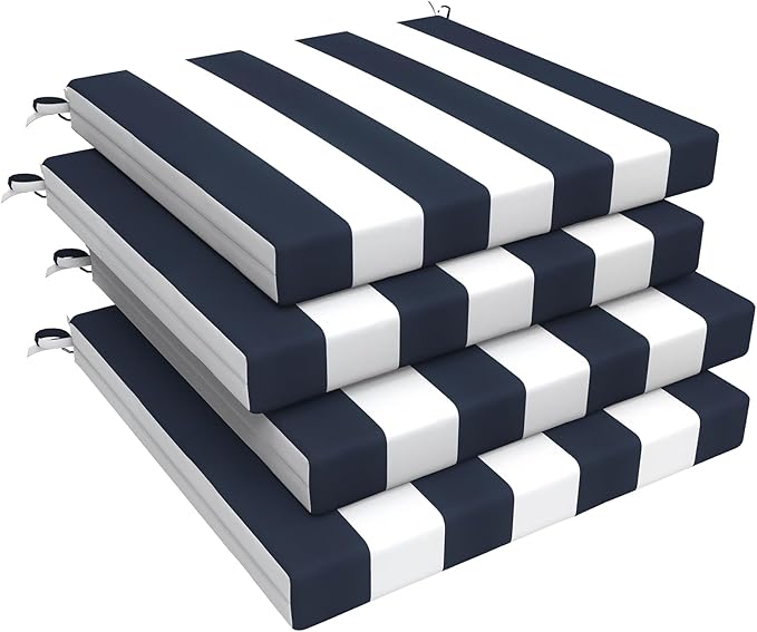 LVTXIII Outdoor Seat Cushions Set of 4 Square Corner Chair Cushions with Ties, Patio Chair Pads for Home Office and Patio Garden Furniture Decoration 19"x19"x2", Cabana Navy