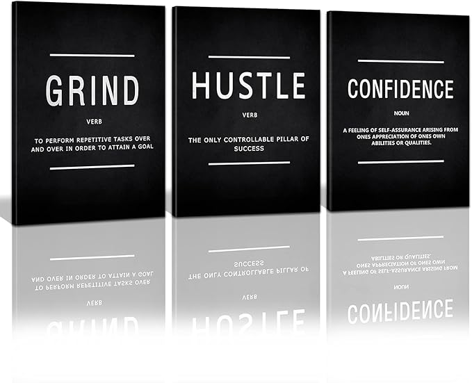 KAWAHONE Motivational Success Canvas Wall Art, Grind Hustle Confidence Wall