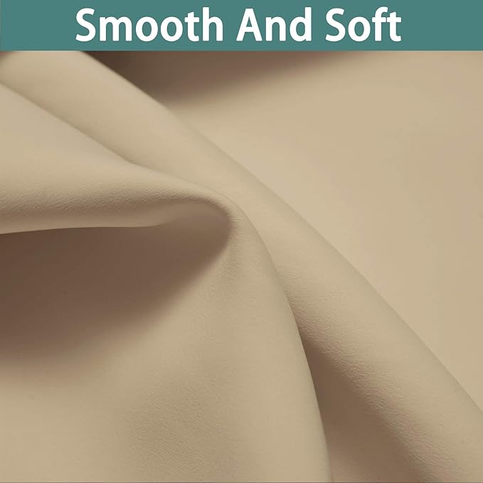 Yakamok Beige 100% Blackout Curtains, Thermal Insulated Total Blackout Drapes
