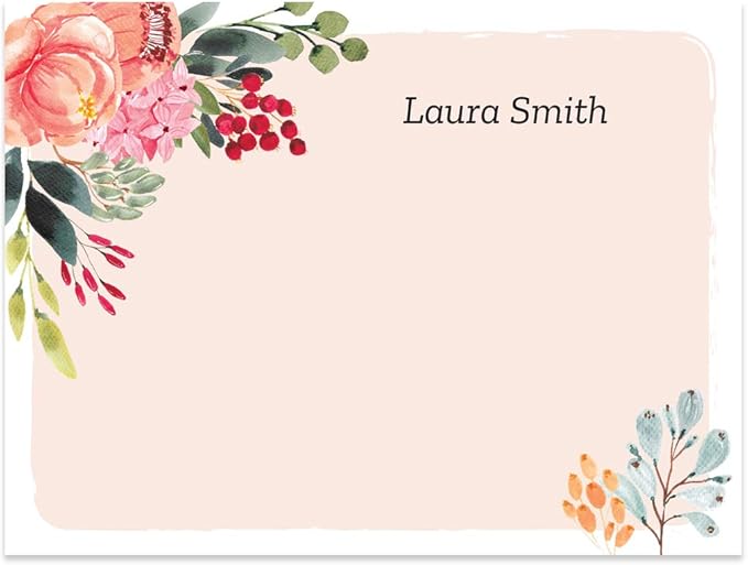 Personalized Pink Floral Sticky Notepads/Modern 3" x 4" Custom Writing Pads / 6 Customized Sticky Notes Pads / 50 Sheets Per Pad/Made in The USA