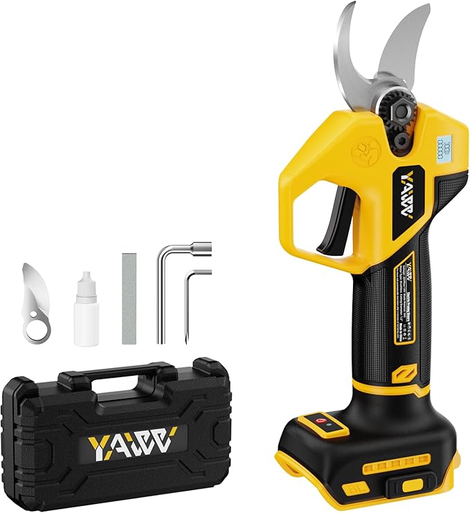 Brushless Electric Pruning Shears for DeWalt Battery, Portable Cordless Pruning Shears with LCD Display＆SK5 Blades, Adjustable Cutting Diameter 0.8-1.2 Inch for Gardening Tree Pruning(NO Battery)