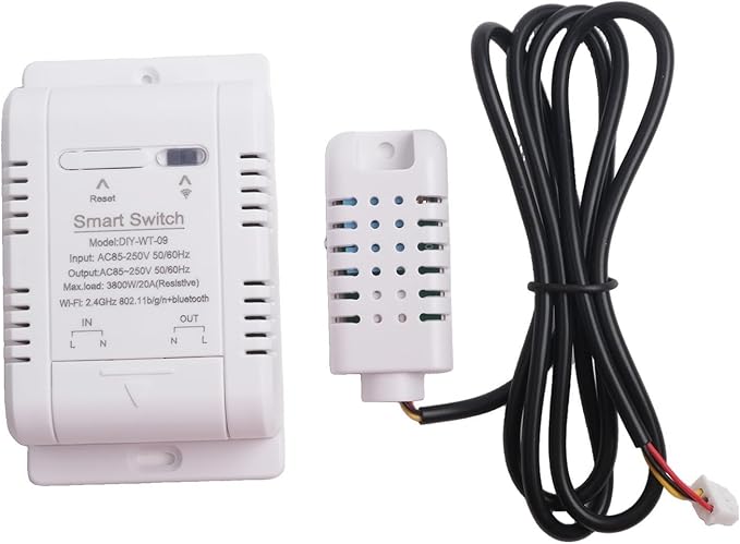 Temperature and Humidity Smart Switch for eWeLink - 20A Load Capacity (3800W), ABS Housing, -20Â°C to 80Â°C Operating Range, Scheduling & Data Logging (C)