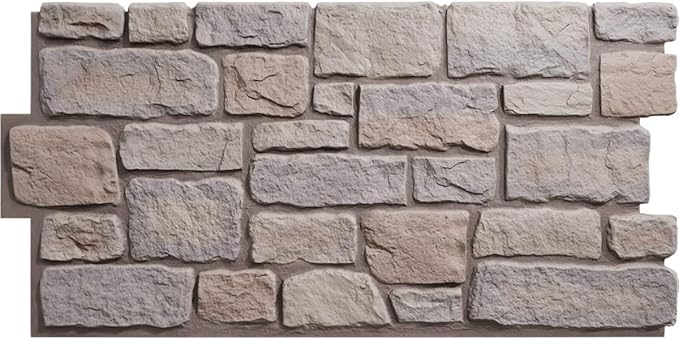 EverStone Cobblestone Faux Stone Panel, Harbor Mist Color