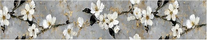 Cherry Blossom Wallpaper Border 196x4 Inch Peel and Stick Wall Border Gray