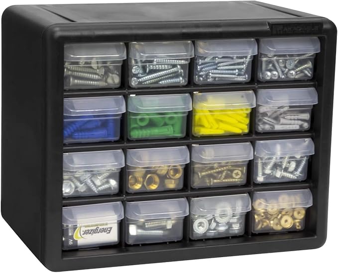 Akro-Mils 16-Drawer Plastic Storage Cabinet | 10-1/2 x 6-1/2 x 8-1/2 Inch |