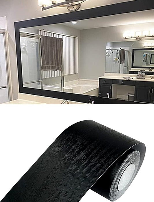 Teemall 10M Black Wood Grain Removable PVC Waterproof Border Wall Decor