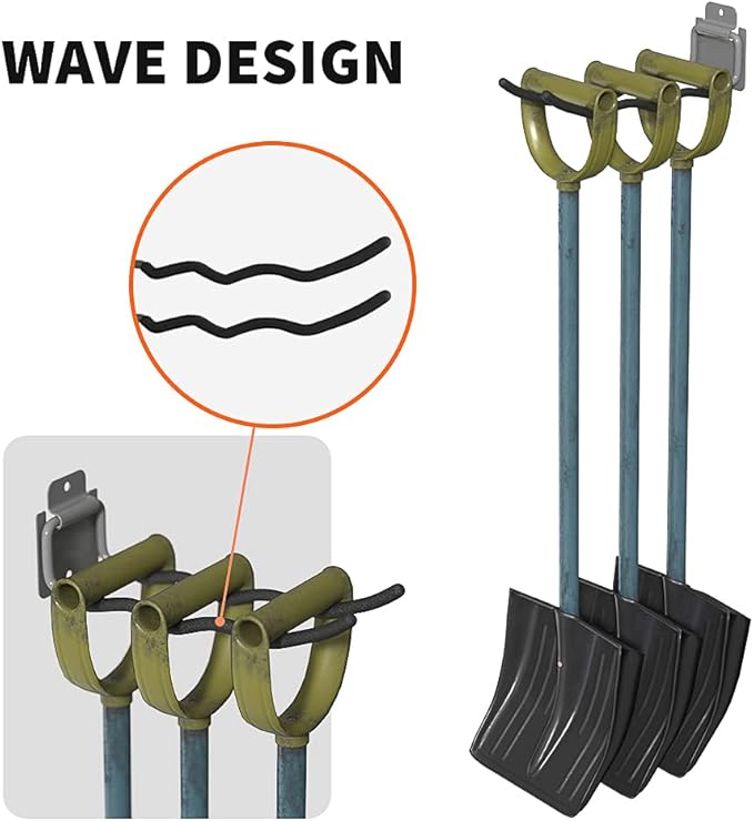 TORACK Garage Hooks Tool Organizer, 4 Pack Heavy Duty Steel 12" Wave Hooks