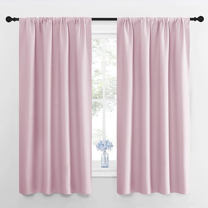 NICETOWN RV Blackout Curtains for Camper Windows, Baby Pink, Short Blackout