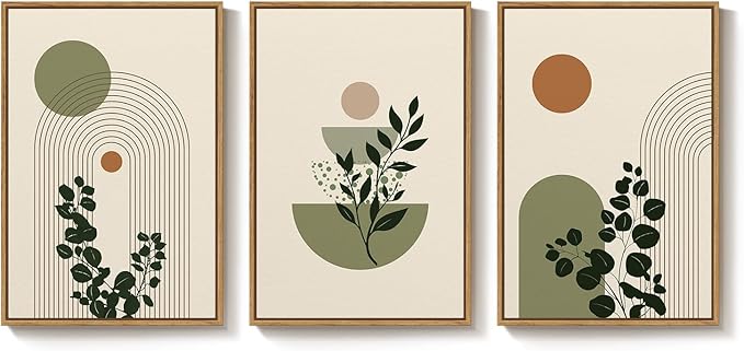 3 Piece Large Framed Abstract Boho Wall Art