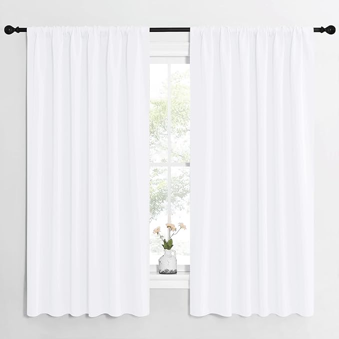 NICETOWN White Curtains, 50% Light Blocking Curtain Panels