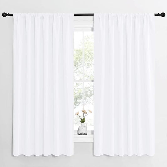 NICETOWN White Curtains, 50% Light Blocking Curtain Panels