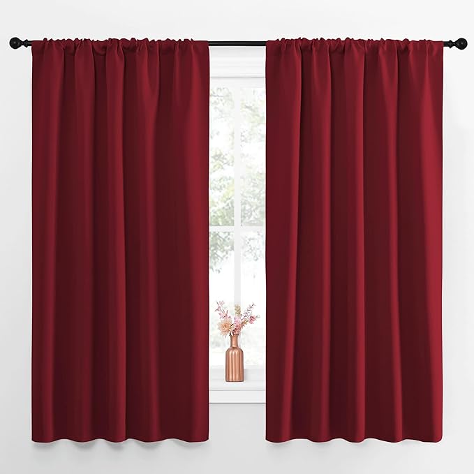 NICETOWN Christmas Burgundy Blackout Curtains and Drapes