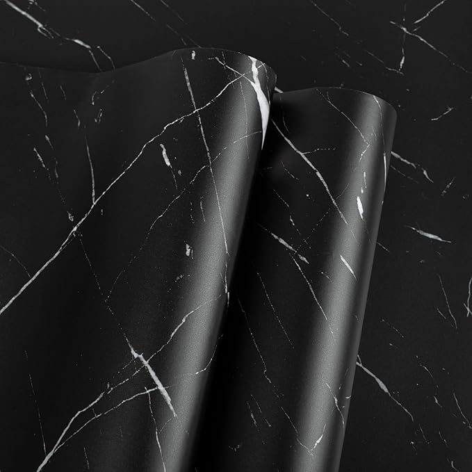 Abyssaly Black Marble Contact Paper Peel and Stick Countertops Waterproof Matte