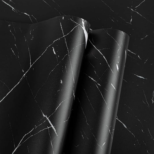 Abyssaly Black Marble Contact Paper Peel and Stick Countertops Waterproof Matte