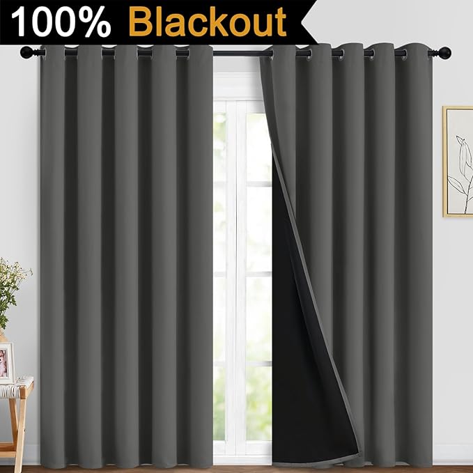 Yakamok Full Shade Curtain Panels, Heavy Duty Lined Curtains 84 Inches Long