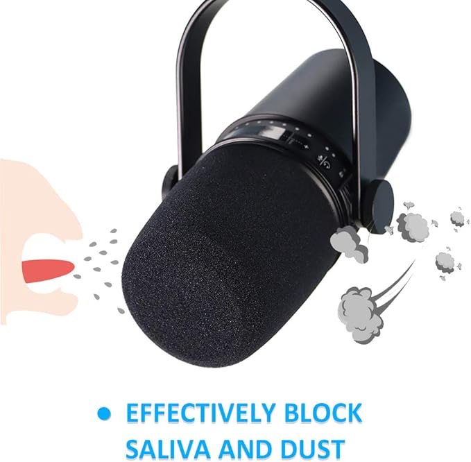SUNMON Shure MV7 Pop Filter Foam Cover - Professional Mic Windscreen Wind Cover Compatible with Shure MV7 Podcast Microphone to Minimise Plosives