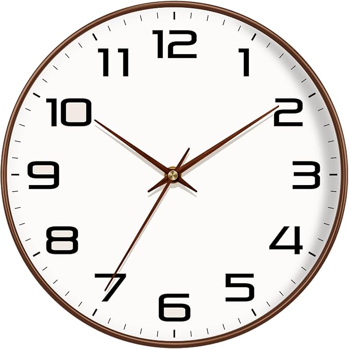 Woodgrain Wall Clock–Silent Non-Ticking Wall Clocks Battery Operated 8 Inch