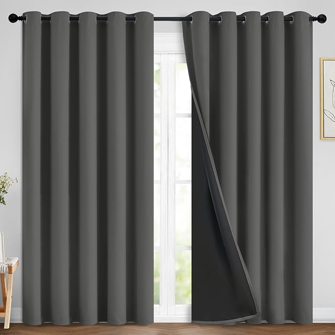 Yakamok Full Shade Curtain Panels, Heavy Duty Lined Curtains 84 Inches Long
