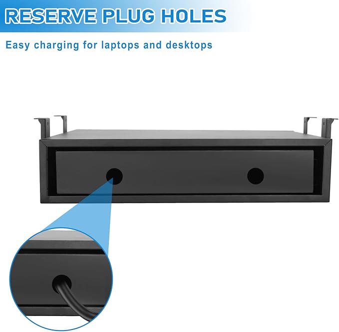 Under Desk Drawer For Desk 18 in,Adjustable Height, Pull out Storage Organizer with Slide Extension Mounted Under Flat Wooden Table or Workbench, Carbon Steel Hidden Desk Drawer