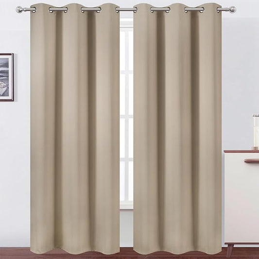LEMOMO Khaki Thermal Blackout Curtains/42 x 84 Inch/Set of 2 Panels Room