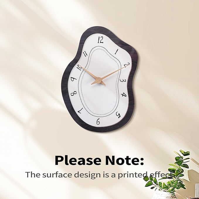 Mid Century Retro Irregular Shape Wall Clock, Silent Non-Ticking Battery