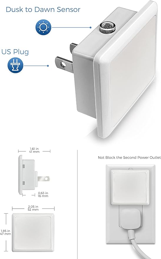 L LOHAS LED Night Lights Plug into Wall 2-Pack, 0.3W Plug in Night Light