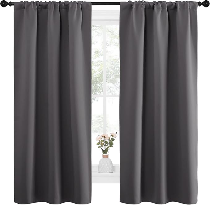 NICETOWN Grey Window Curtains for Bedroom