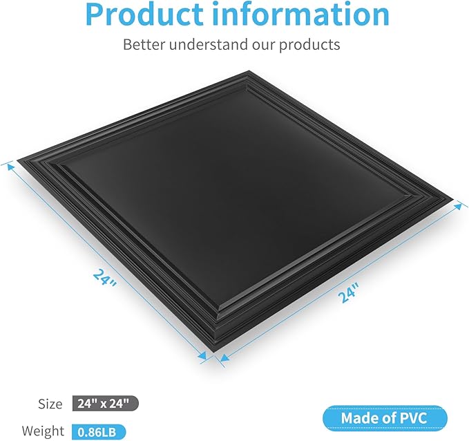 Art3d 24-Pack Drop Relief Ceiling Tiles