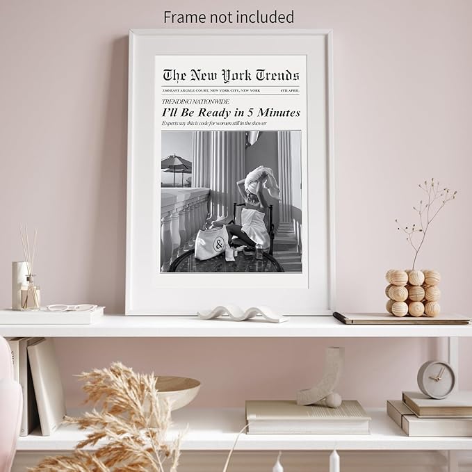 Vintage Newspaper Wall Art Trendy Black and White Aesthetic Posters Funny I'll