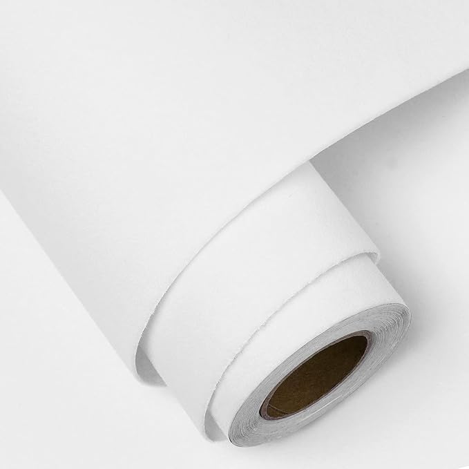 FunStick 15.8"x240" White Contact Paper Self Adhesive Velvet Flocking Liner