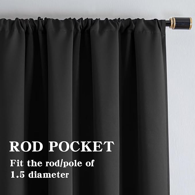 IGEMAEVE Blackout Curtains 96 Inch Length 2 Panels Set, Rod Pocket Energy