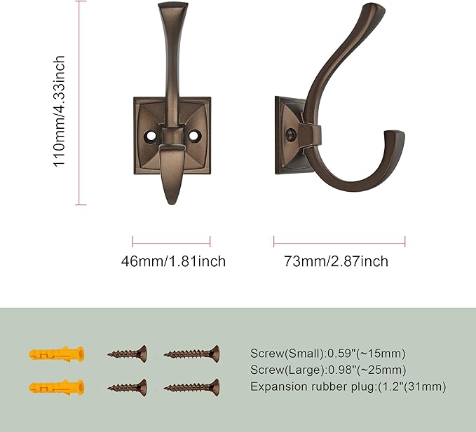 TUNNY 5 Pack Antique Design Wall Hanging Coat Hooks