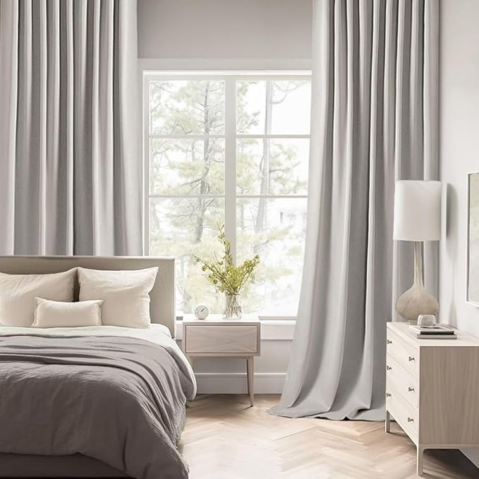 MIULEE Stone Back Tab Blackout Curtains 84 Inch Length 2 Panels Set