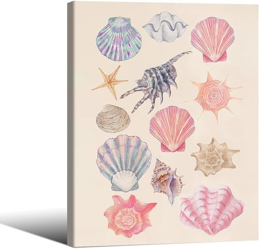 Pink Shell Posters Funky Coastal Cowgirl Wall Art Vintage Beach House