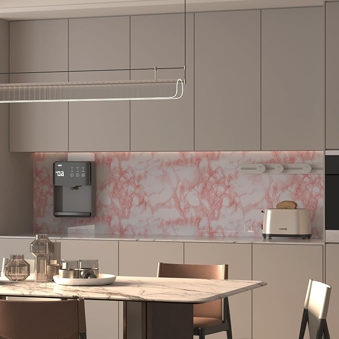 BAYYA Extra Wide Marble Contact Paper Granite Peel and Stick Wallpaper Pink