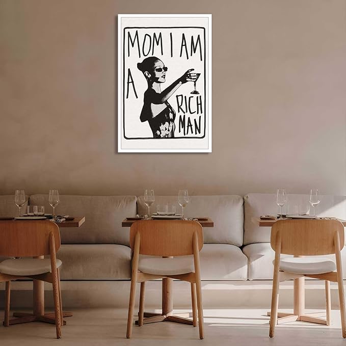 Liyark Mom I Am A Rich Man Aesthetic Retro Music Goblet Poster Feminist canvas