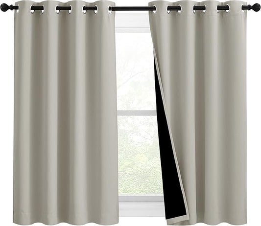 NICETOWN 100% Blackout Curtains 54 inches Long, Double-Deck Completely Blackout